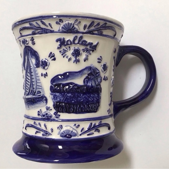 Delft Blue Holland Coffee Mug Handmade Tea Cup St. Maarten Windmill Vintage 4” - Picture 1 of 15